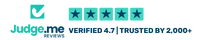 Logo of Judge.me with a rating system on a white background