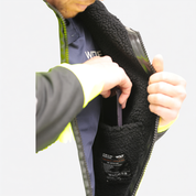 Ironhide jacket detail showing oilskin lower panels and heavy-duty zip