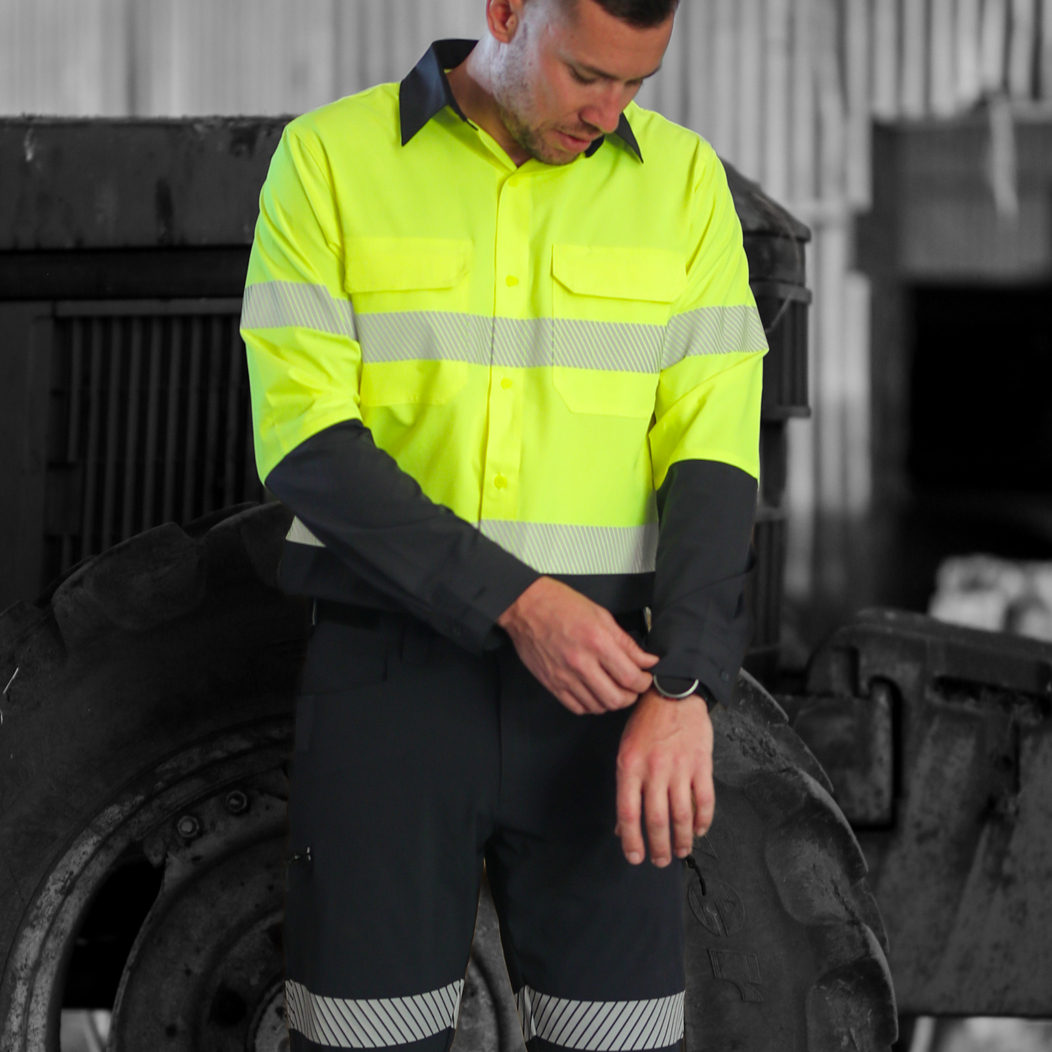 Ranger Work Shirt – Yellow Hi Vis – stretch summer workwear top